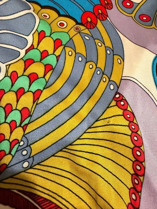 Sky Peacock Colorful Print Crystal Encrusted Bird Belt mini dress Small - Picture 4 of 5